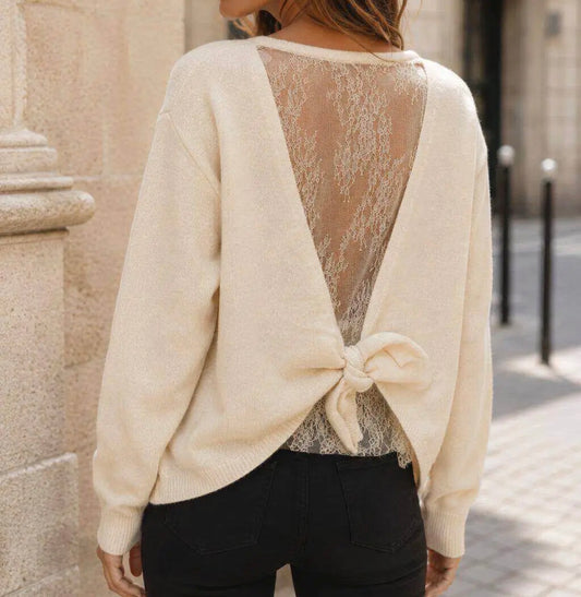 Pull Beige Dentelle