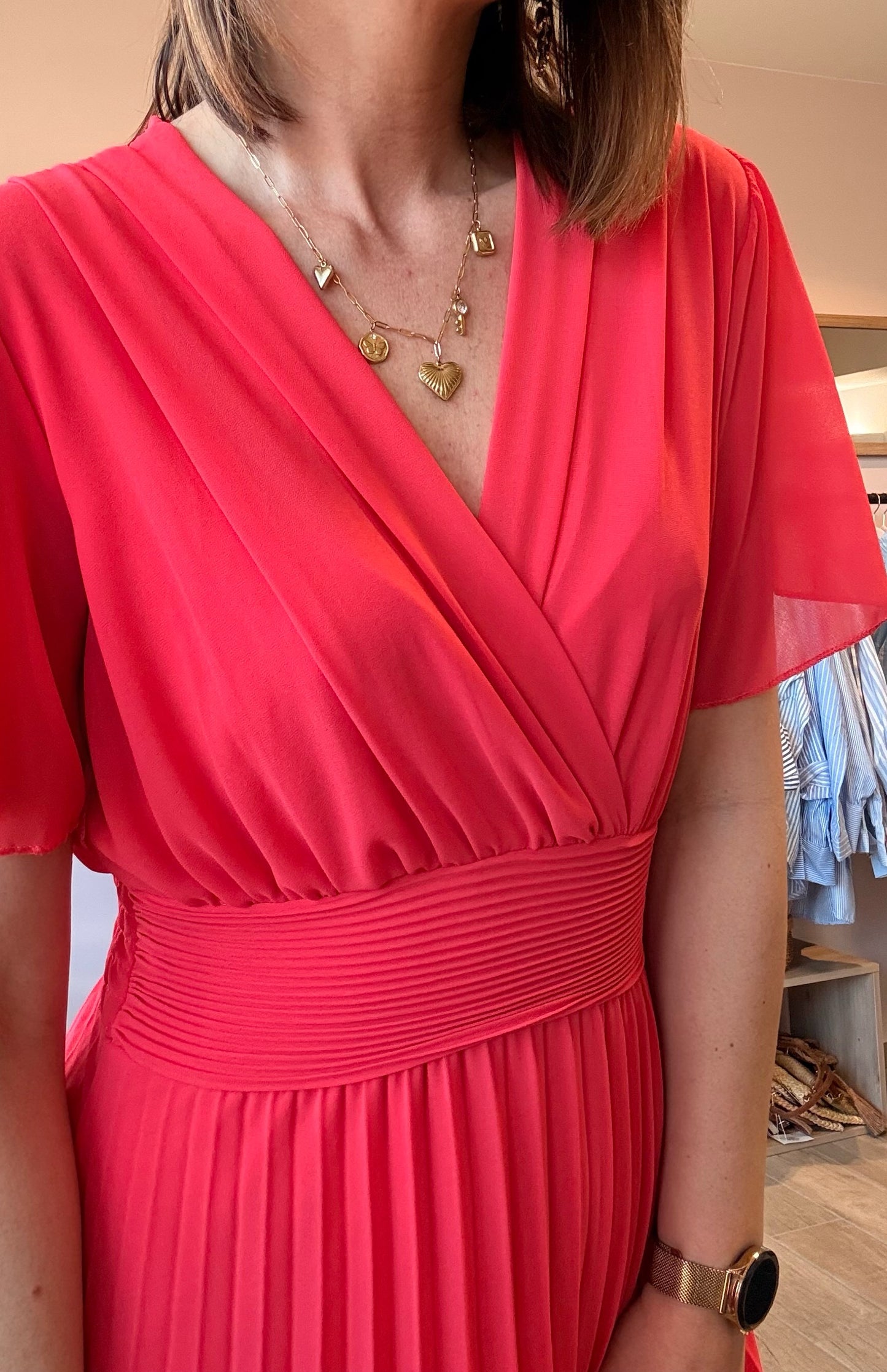 Robe Croisée/Plissée Framboise