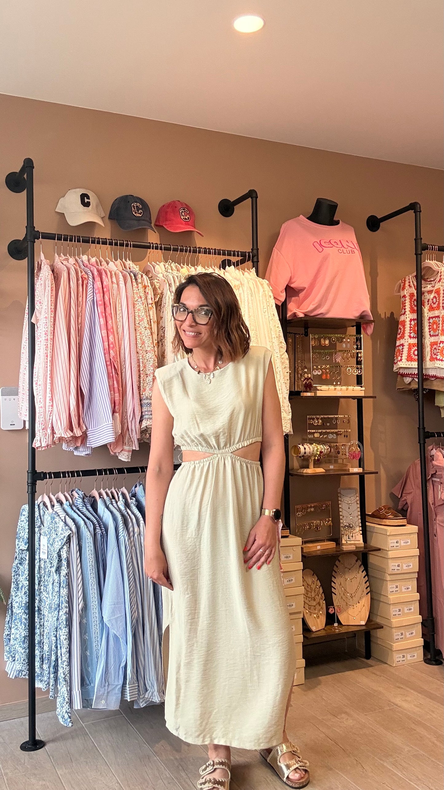 Robe longue Beige ouverte
