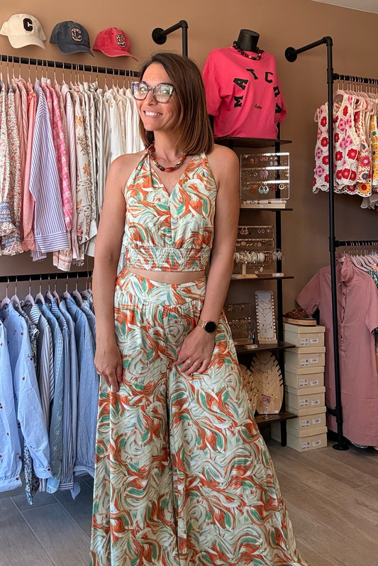 Ensemble top+pantalon orange