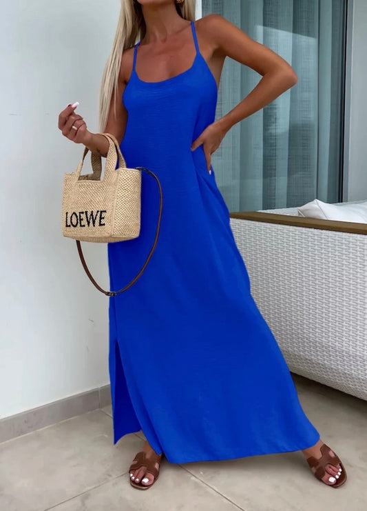 Robe longue Croisé Bleu roi