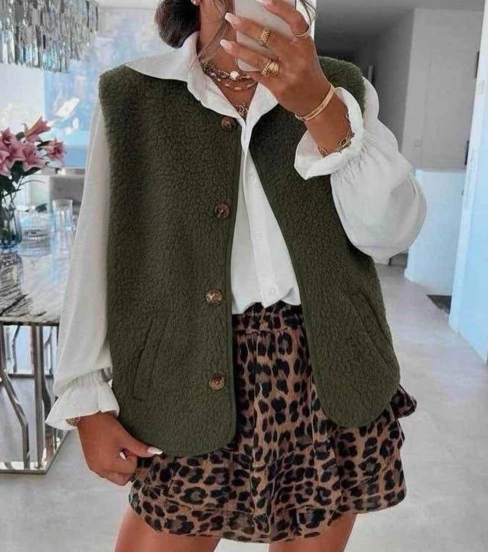 Gilet SM Boutons Kaki