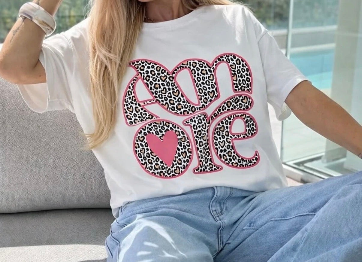 Tee shirt Amore Rose Léopard