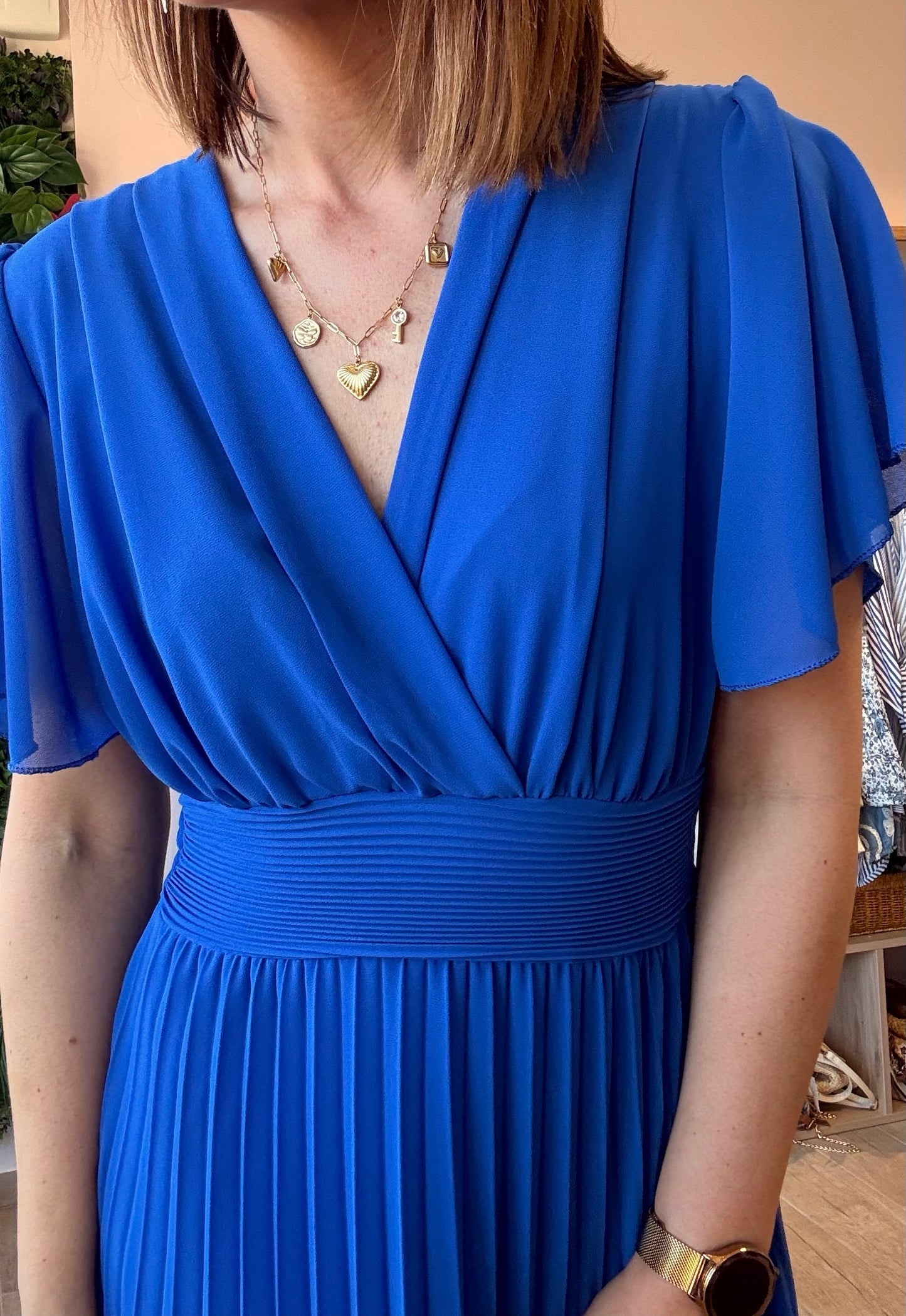Robe Croisée/Plissée Bleue