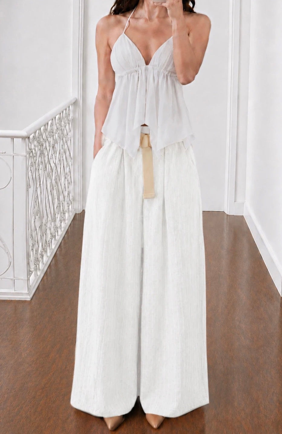 Pantalon rayé Blanc