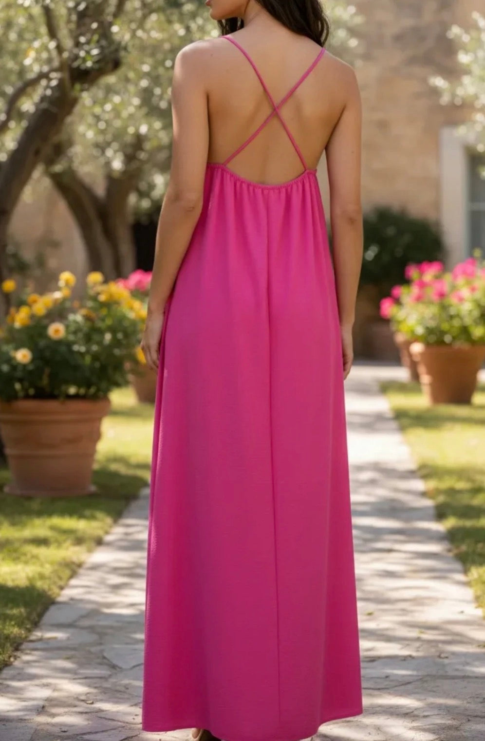 Robe longue Croisé Fushia