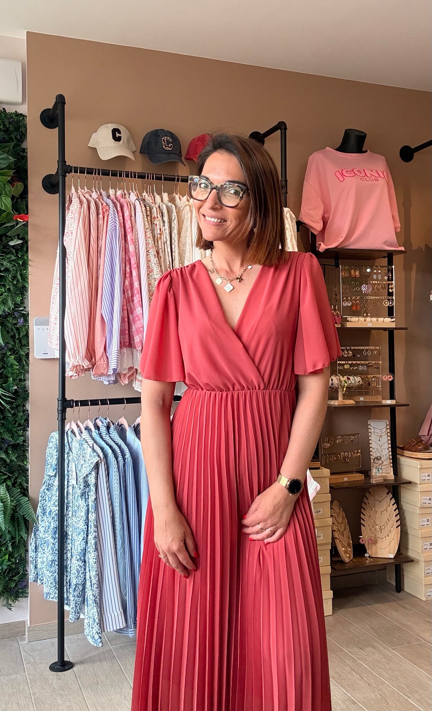 Robe Plissée Noeud Vieux rose