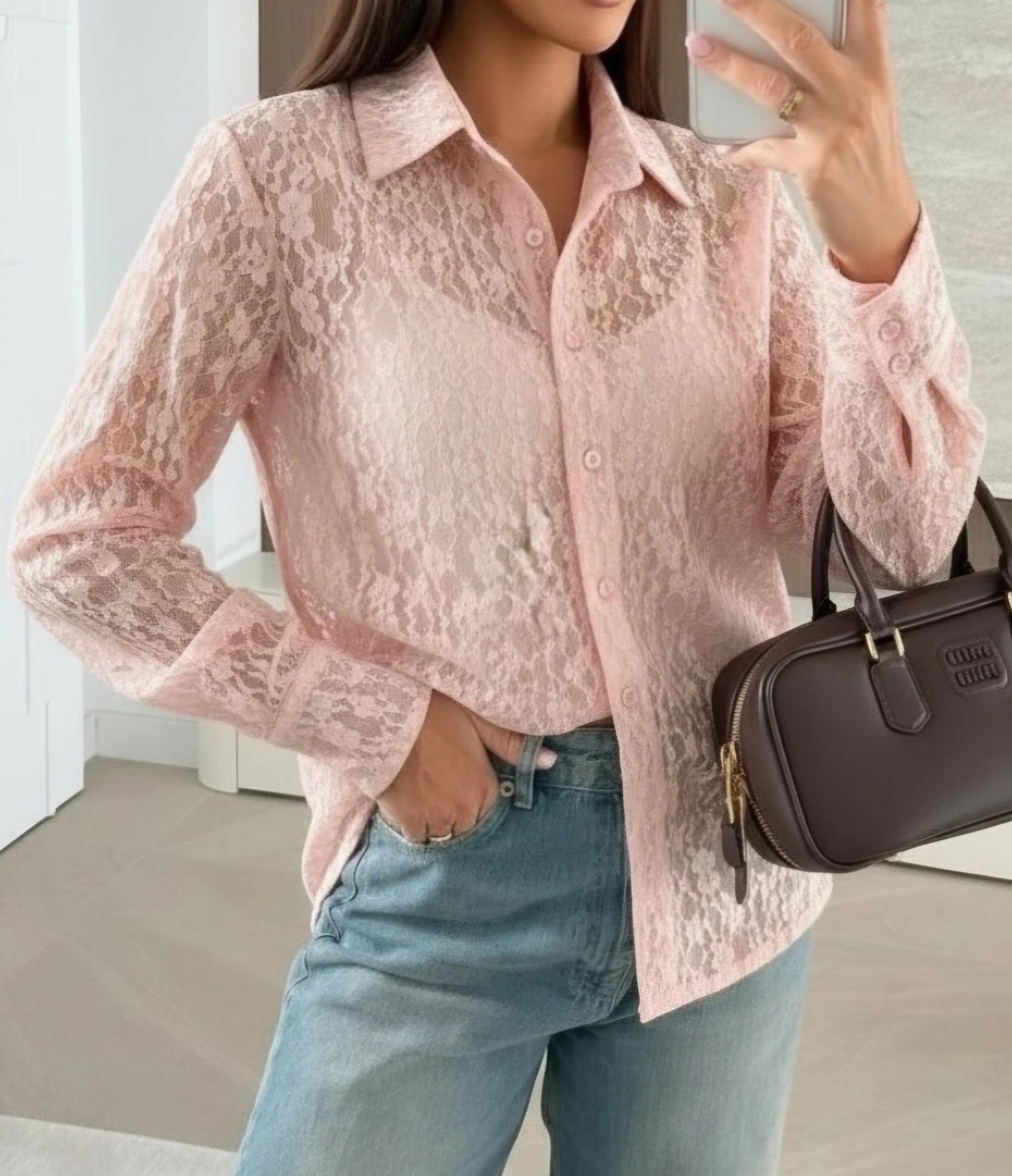Chemise texturée Rose
