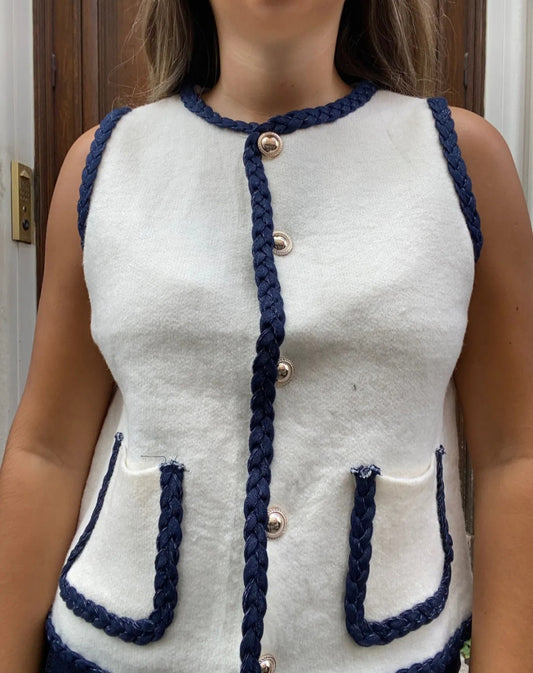 Gilet SM Ecru/Marine