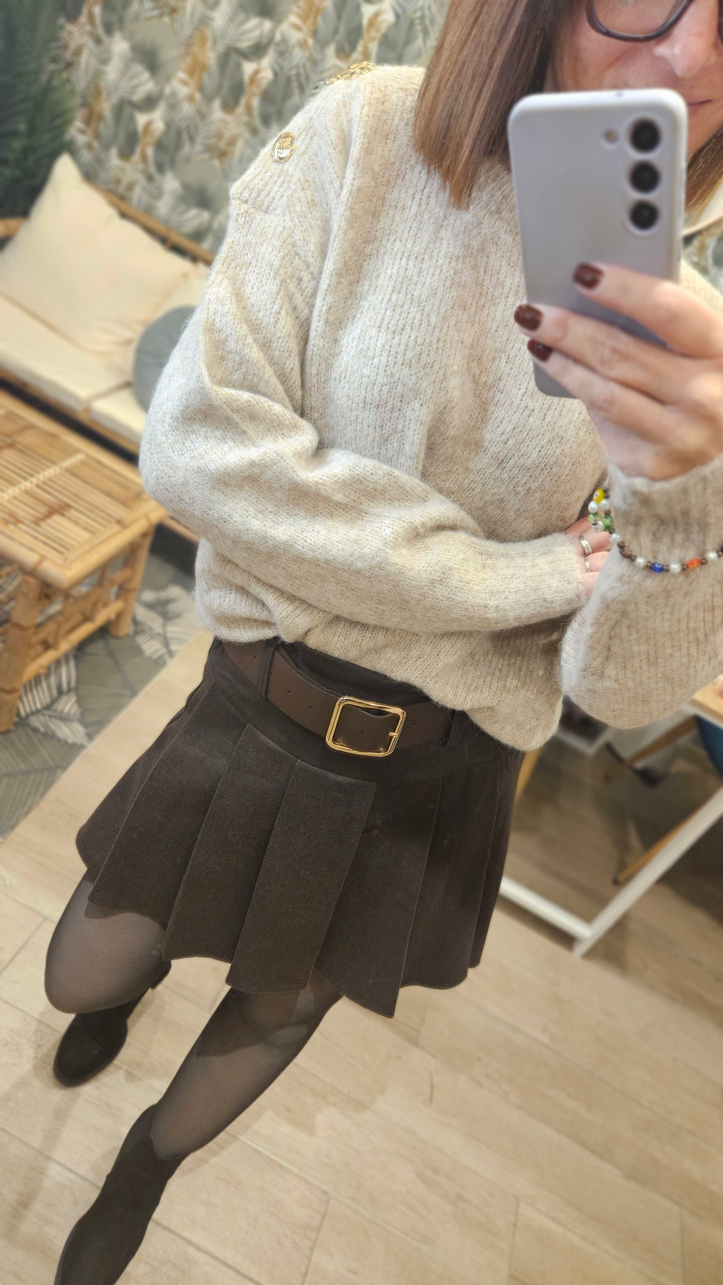 Jupe/short plissée Marron