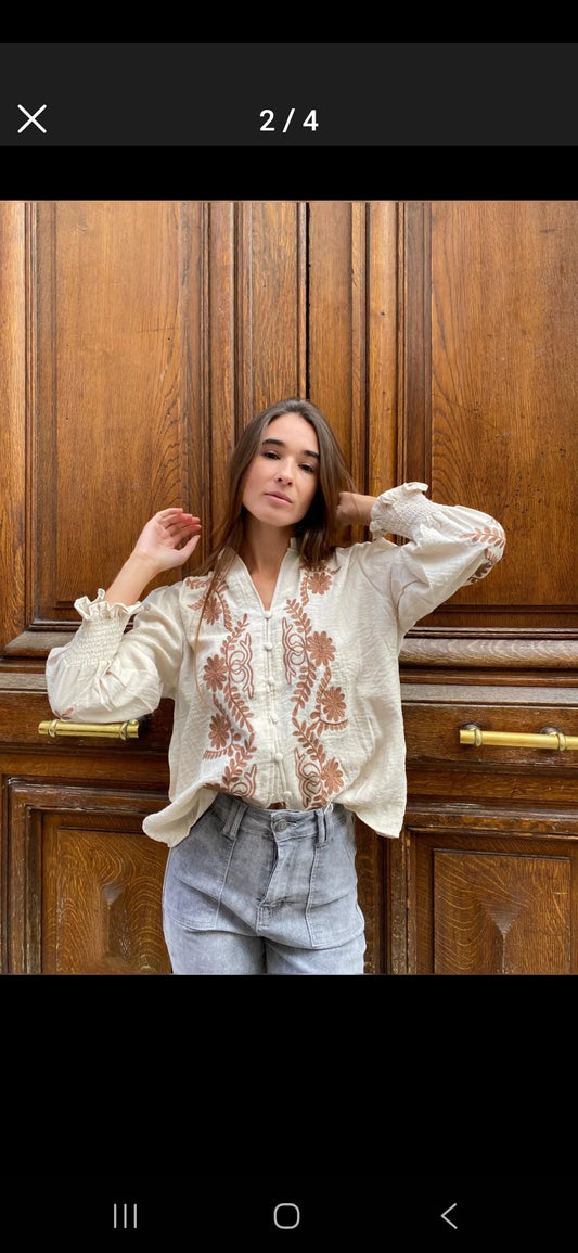 Blouse Beige motifs