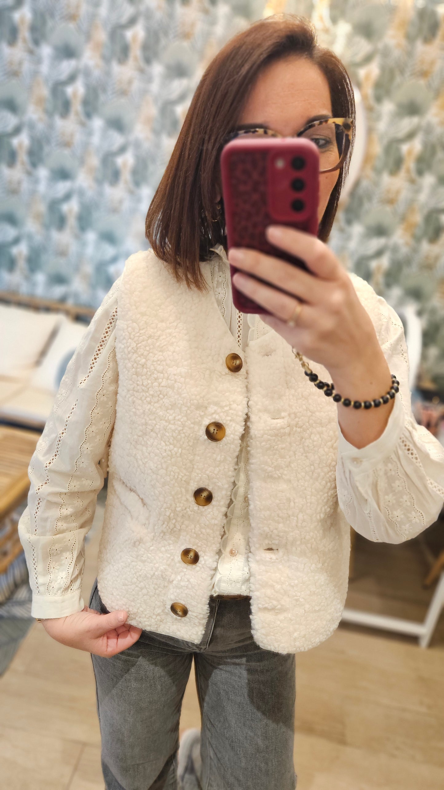Gilet SM Ecru Boutons