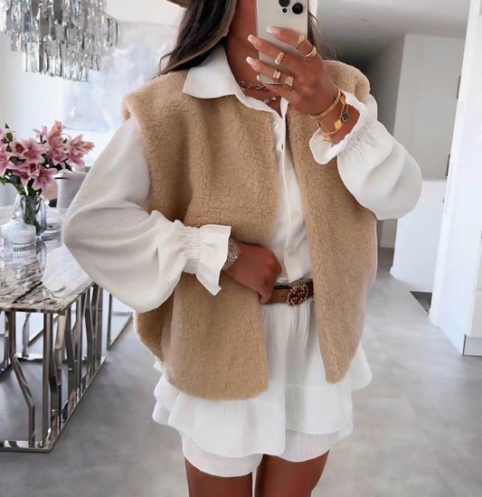 Veste sans manches moumoute Camel