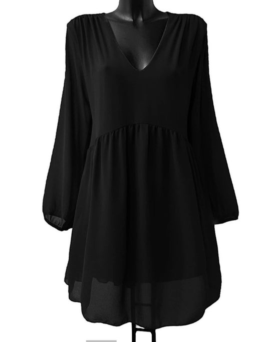 Robe mi-longue fluide Noir ML