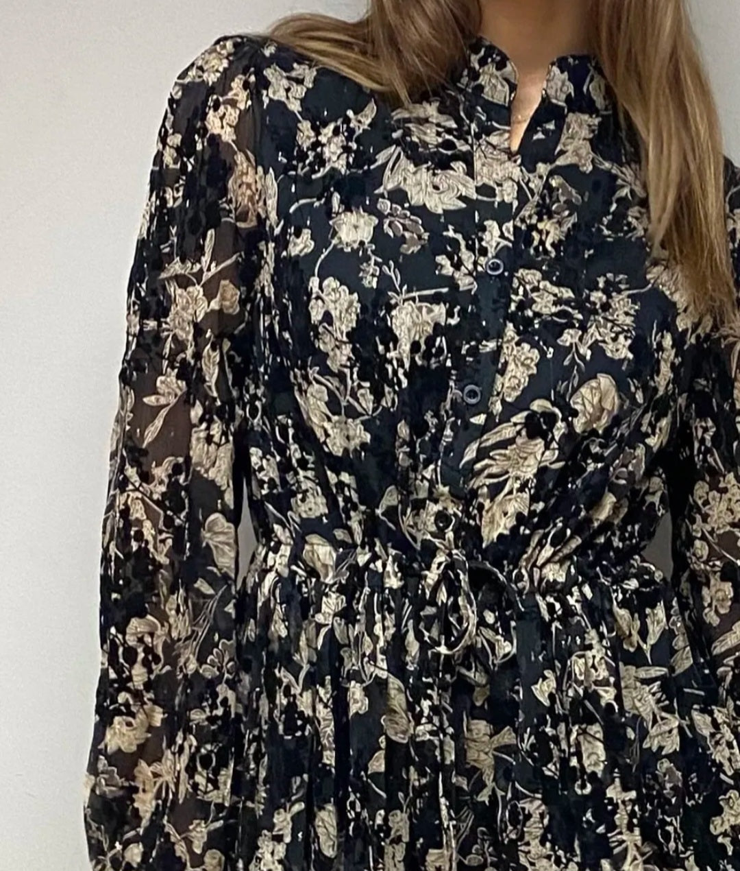 Robe mi-longue Noir/Doré