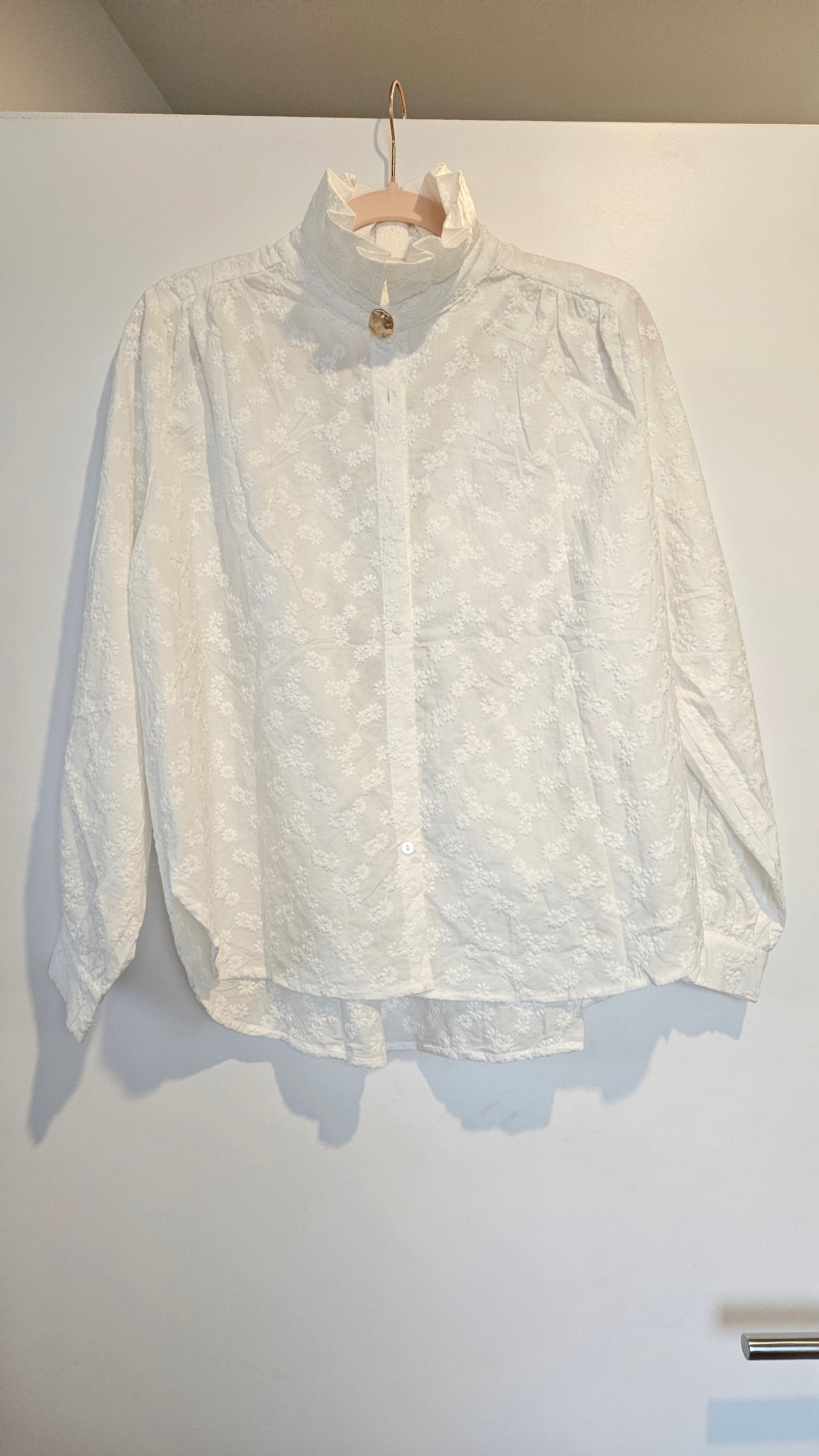 Chemise Blanche Fleurs boutons