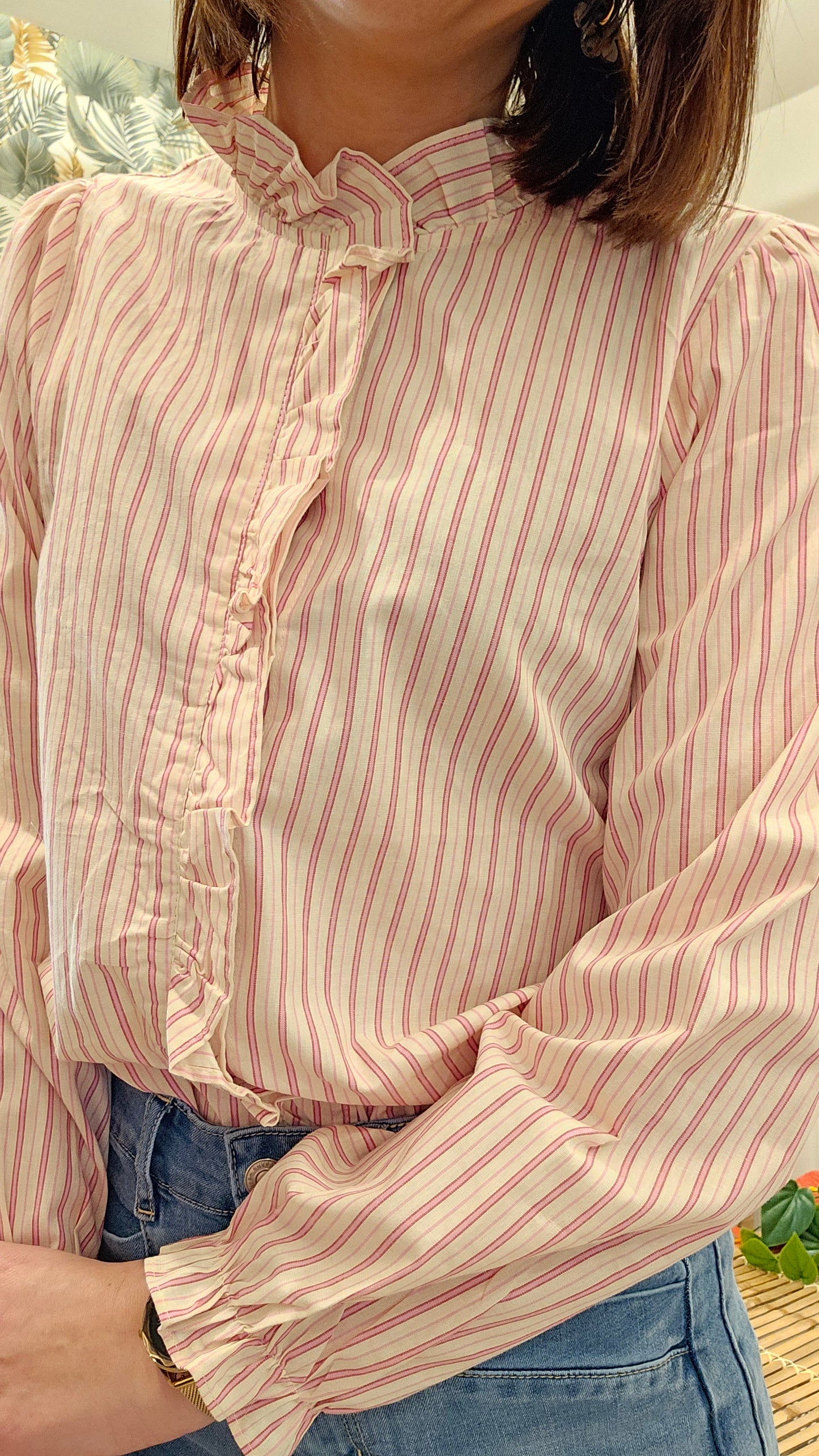 Chemise à rayures roses