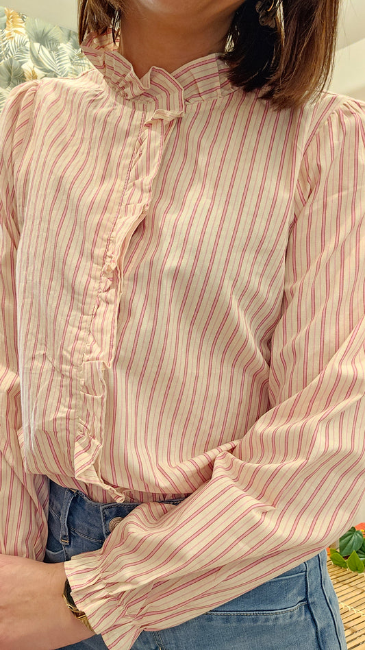 Chemise à rayures roses
