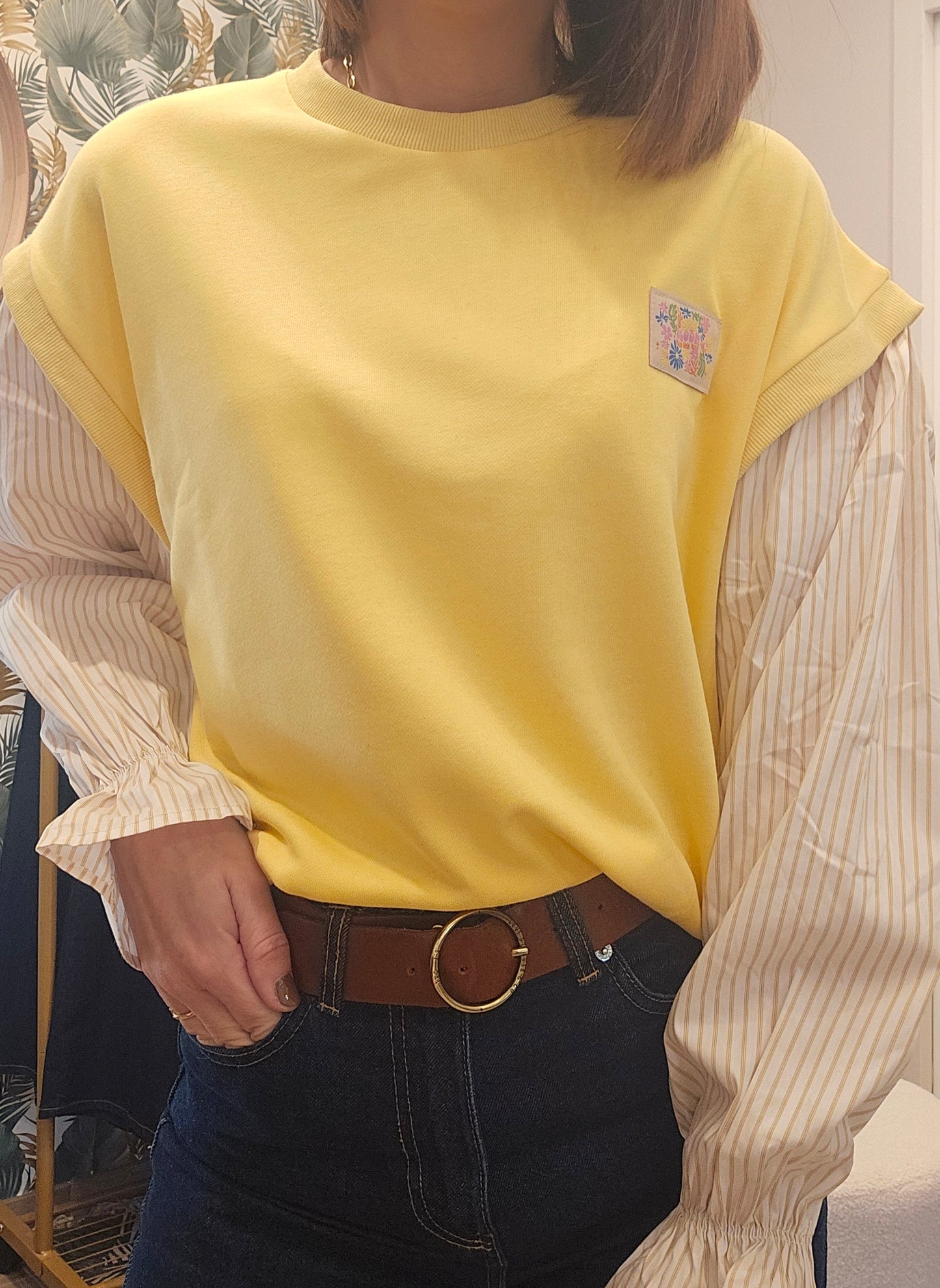 Sweat 2en 1 jaune