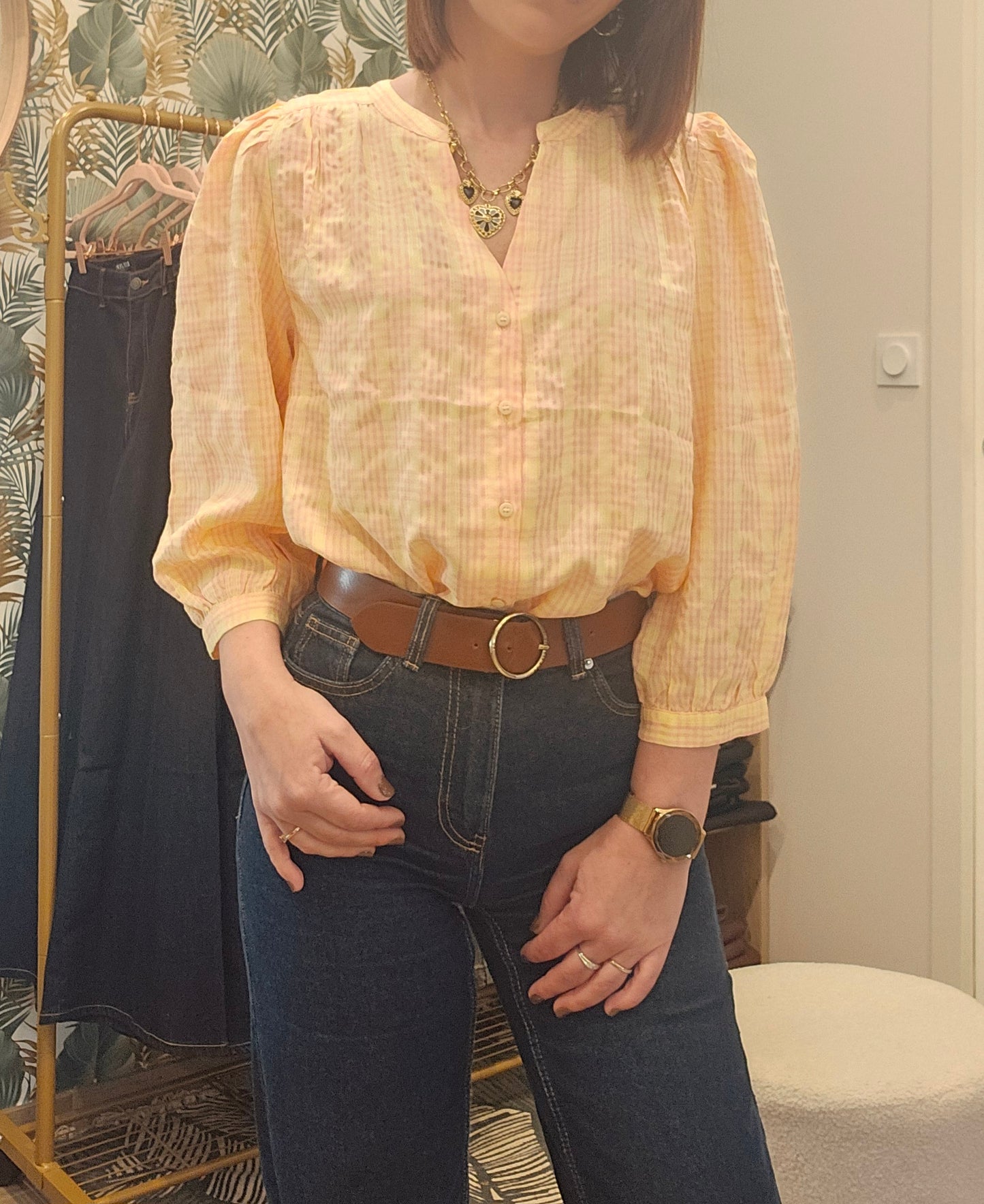 Blouse Jaune/Rose