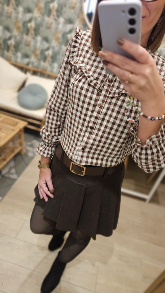 Blouse Marron à carreaux