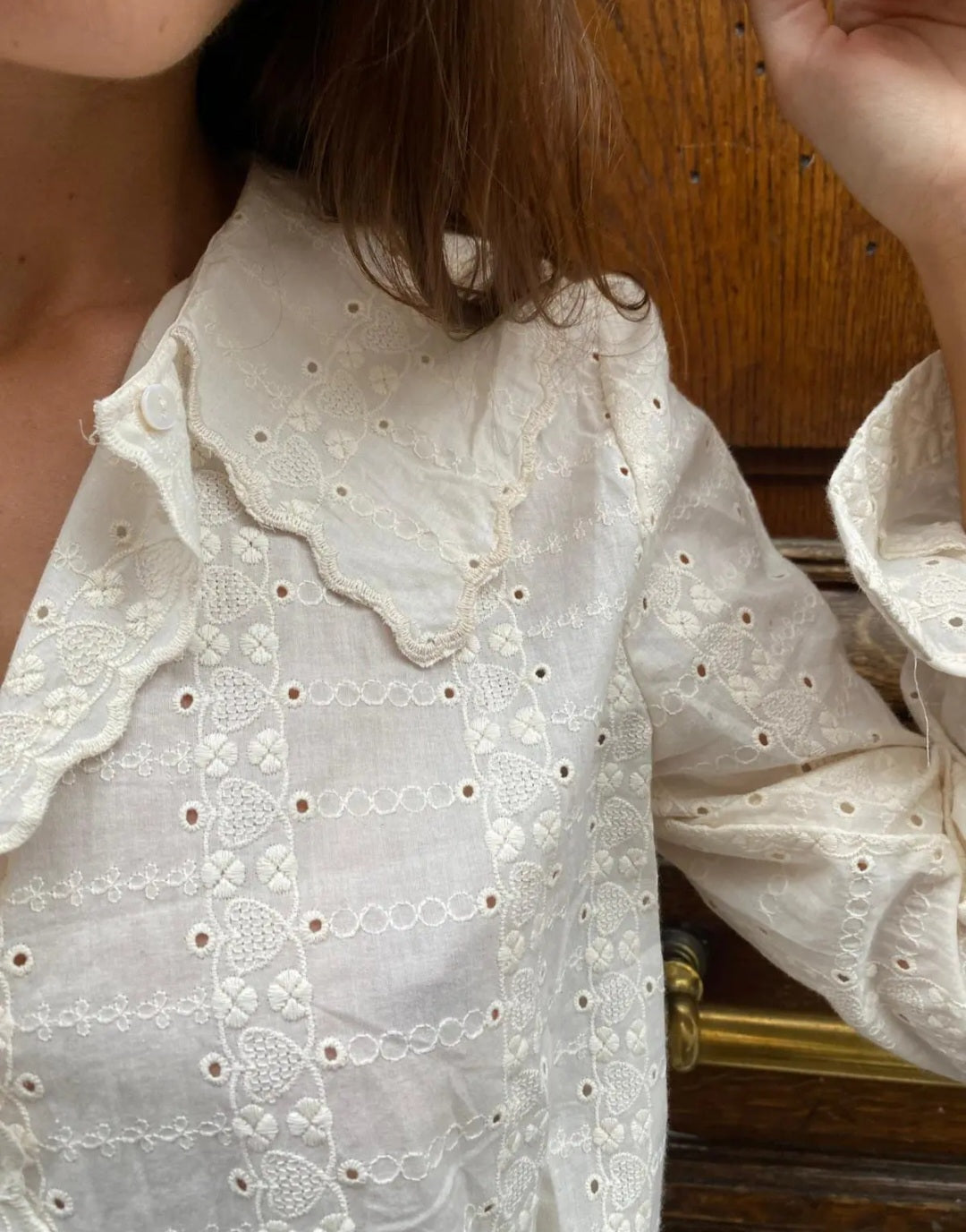 Chemise écru col Claudine