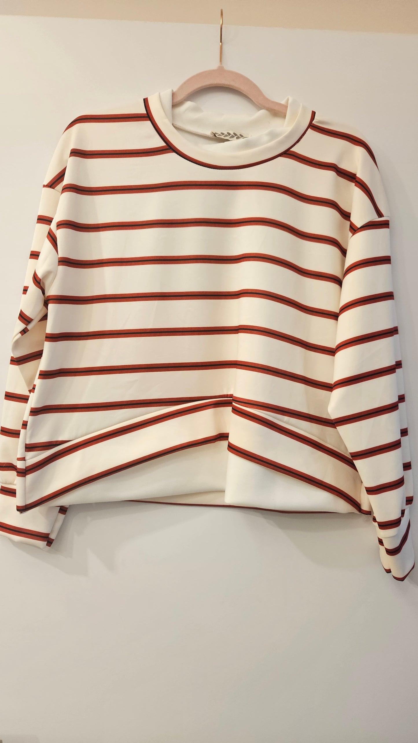 Sweat rayures double Blanc