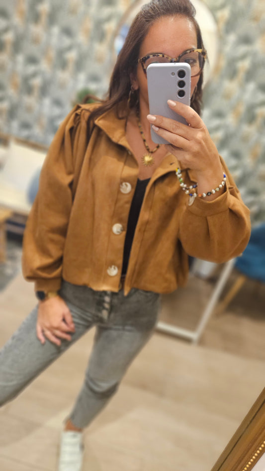Veste suédine camel