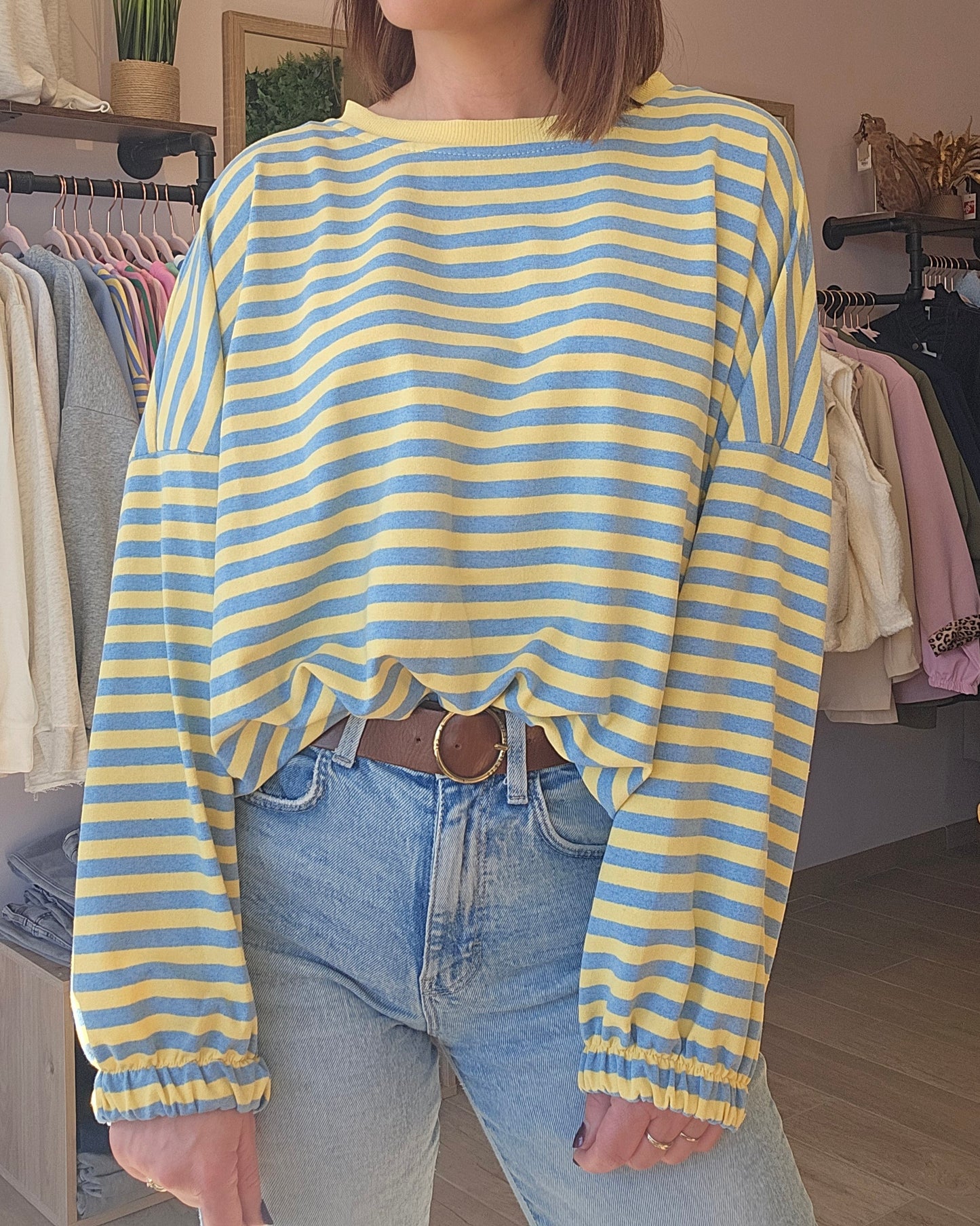 Sweat Rayures Jaune MOMMY