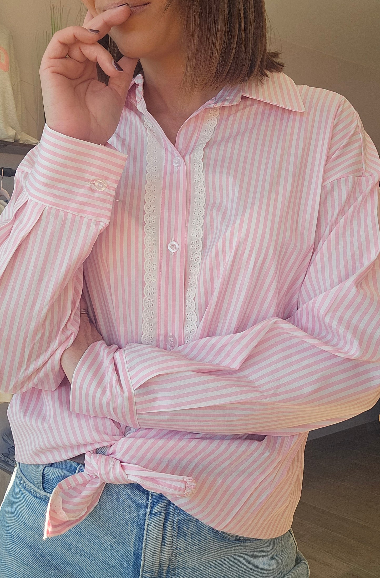 Chemise Rayée Rose