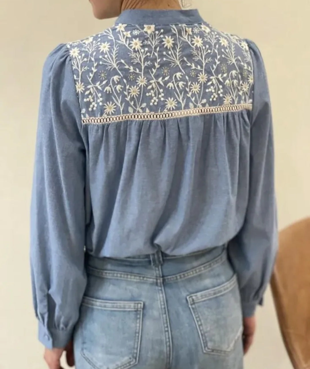Chemise Bleue/Ecru