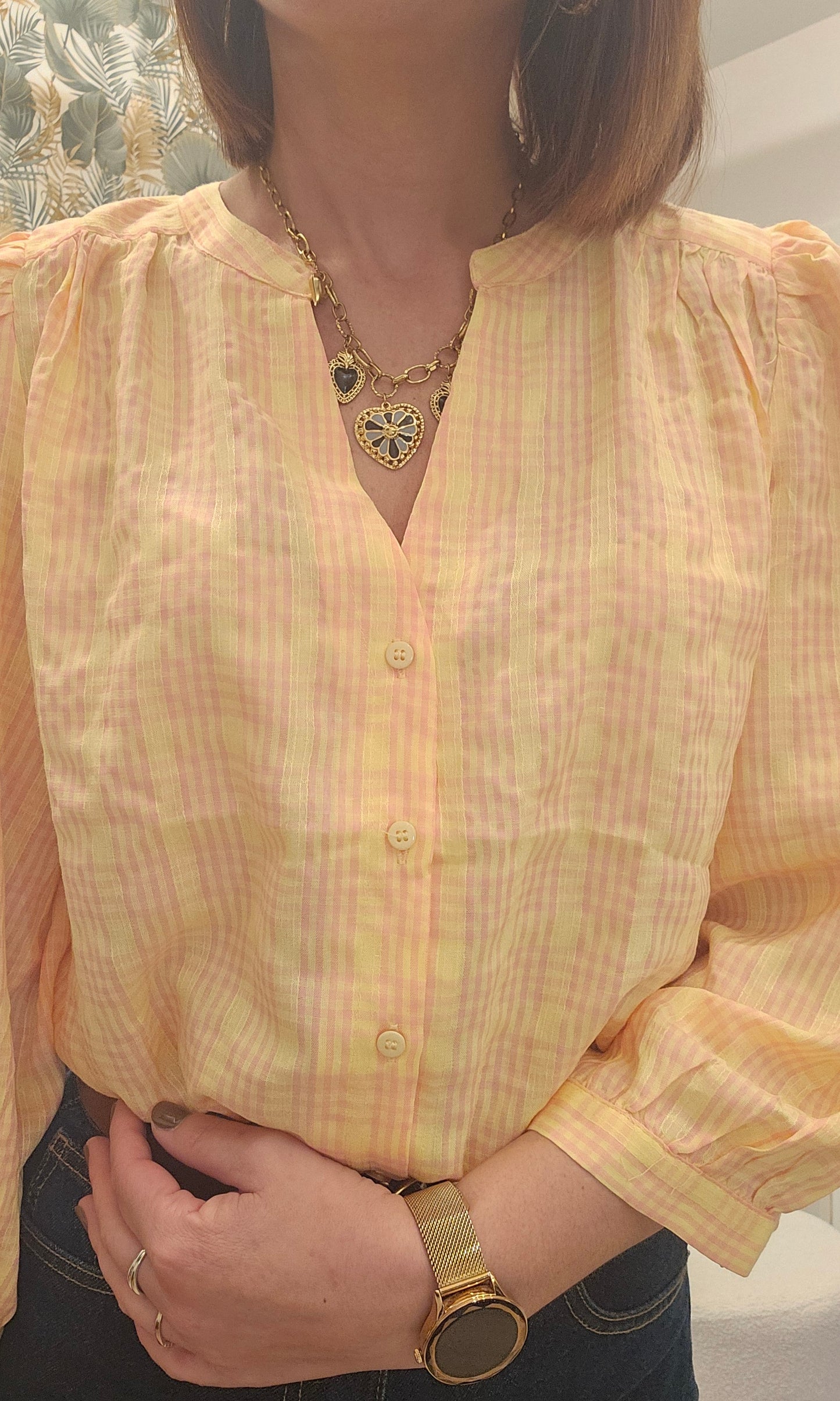 Blouse Jaune/Rose