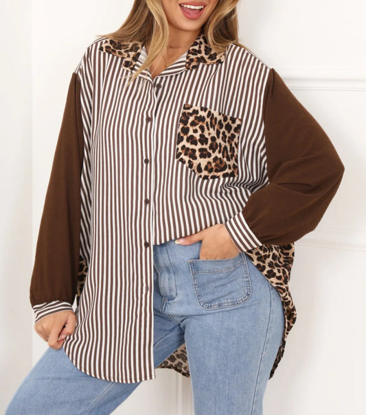 Chemise Marron/Léopard