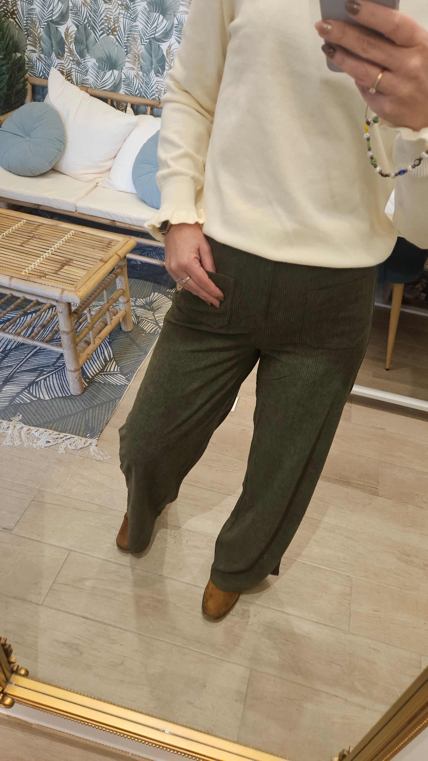 Pantalon velours Kaki