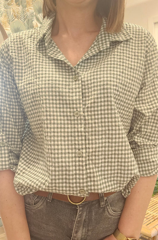 Chemise carreaux Kaki