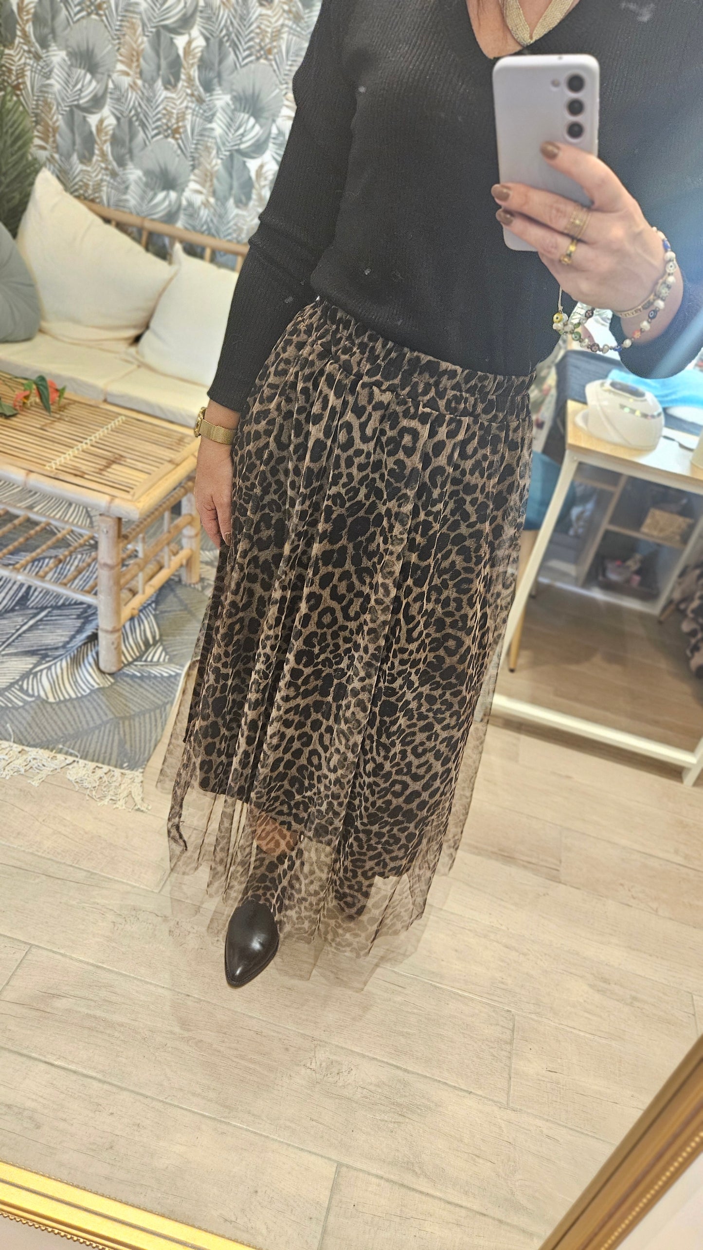 Jupe tulle Léopard marron