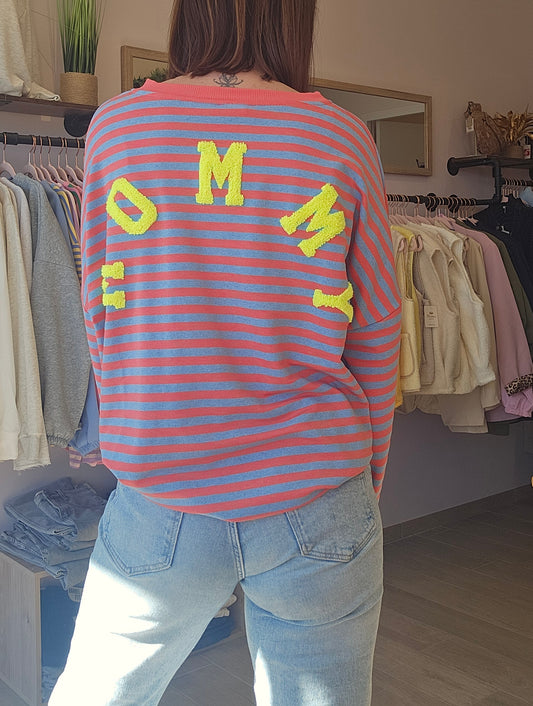 Sweat Rayures Corail MOMMY