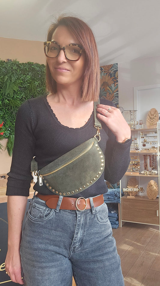 Sac banane Clouté Daim Kaki