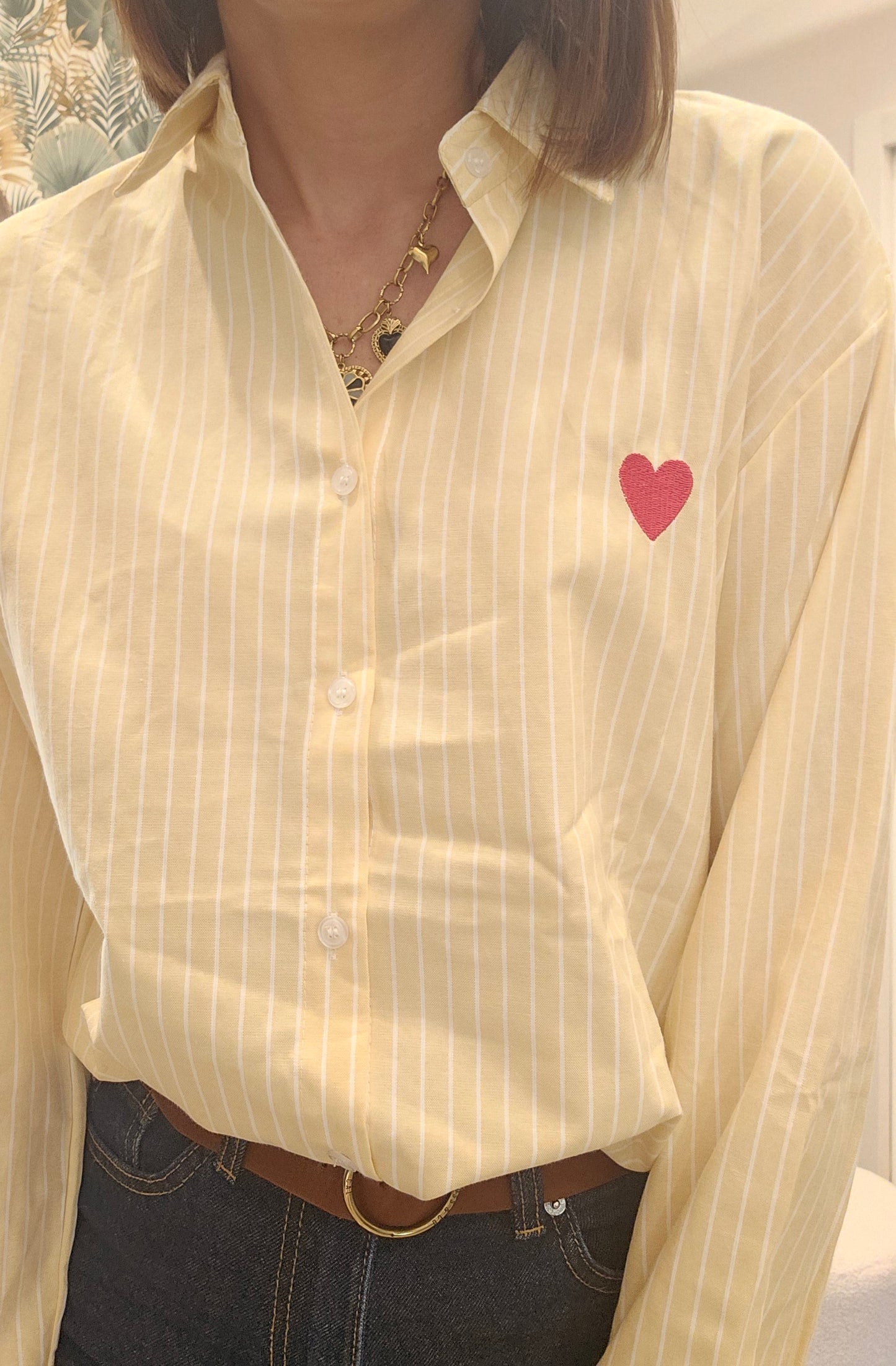 Chemise Jaune rayée Coeur