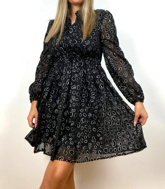 Robe mi-longue Noir Léopard