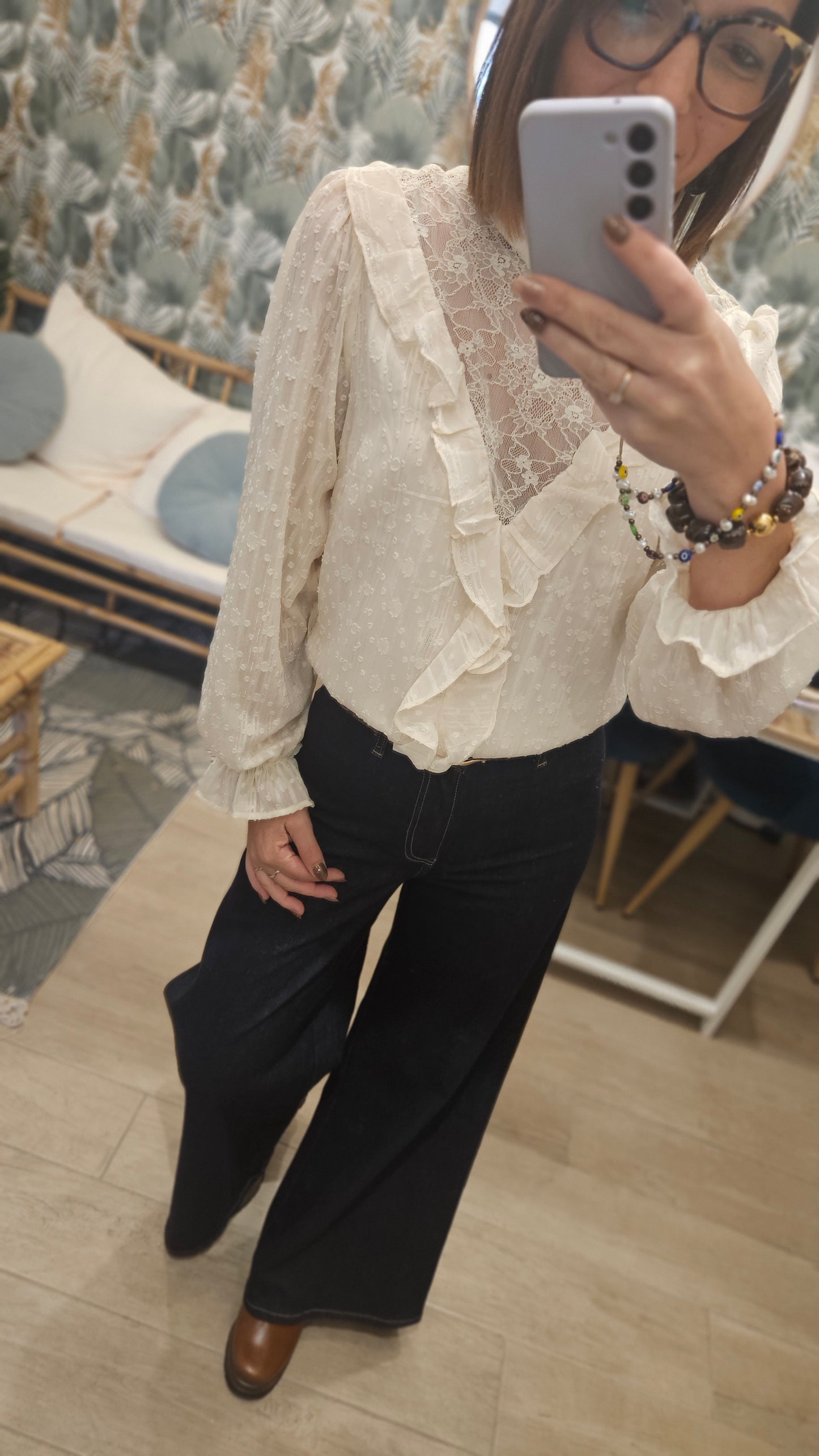 Blouse Ecru brillant