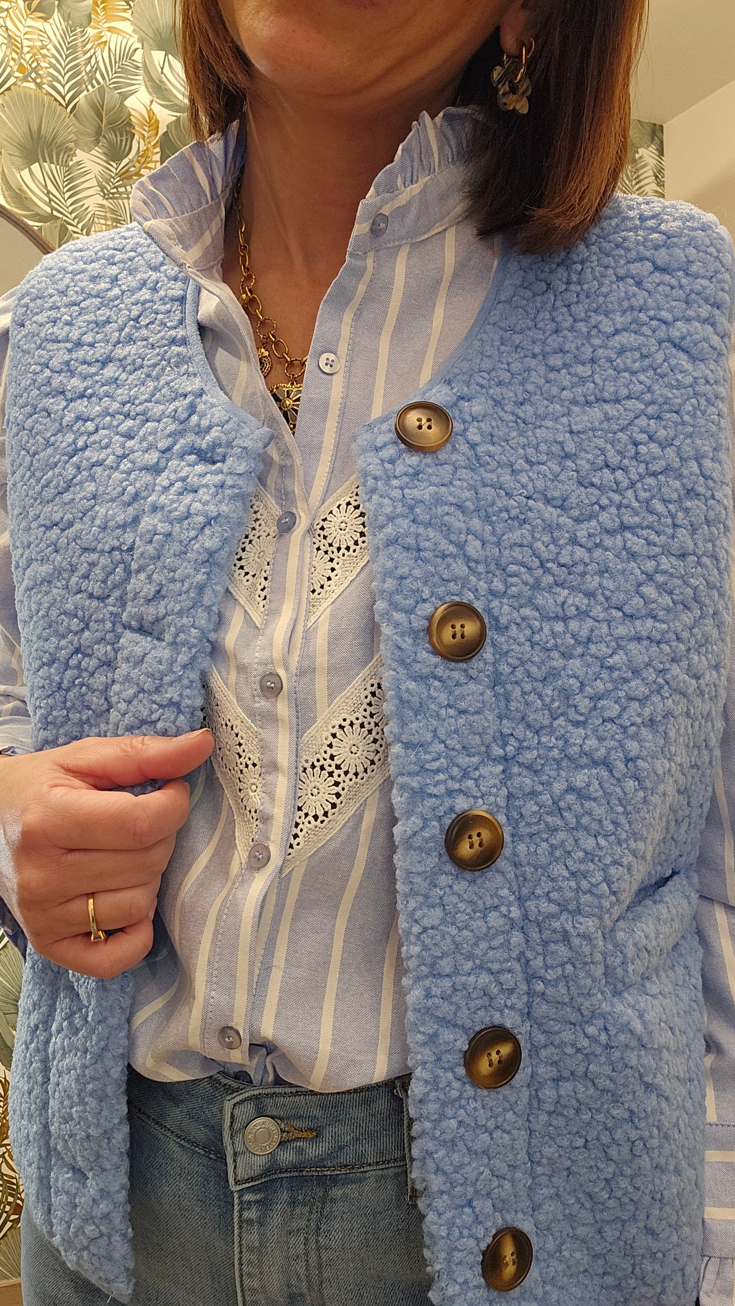 Gilet SM Bleu ciel Boutons