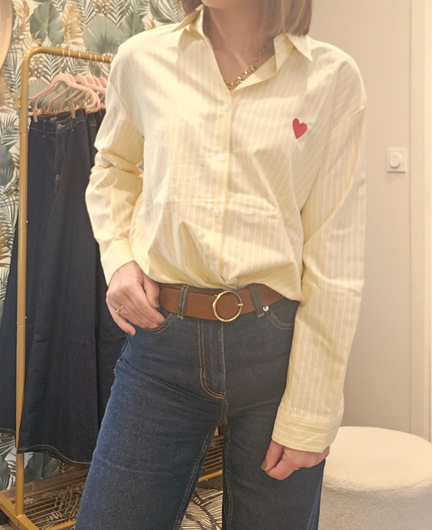 Chemise Jaune rayée Coeur