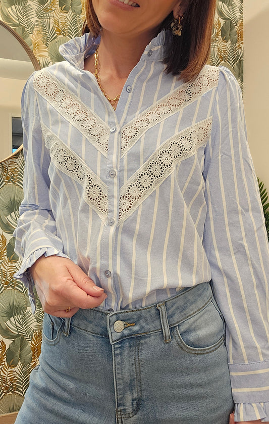 Chemise Bleu ciel Broderie