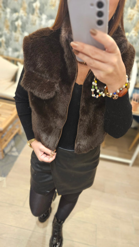 Gilet SM fourrure Choco