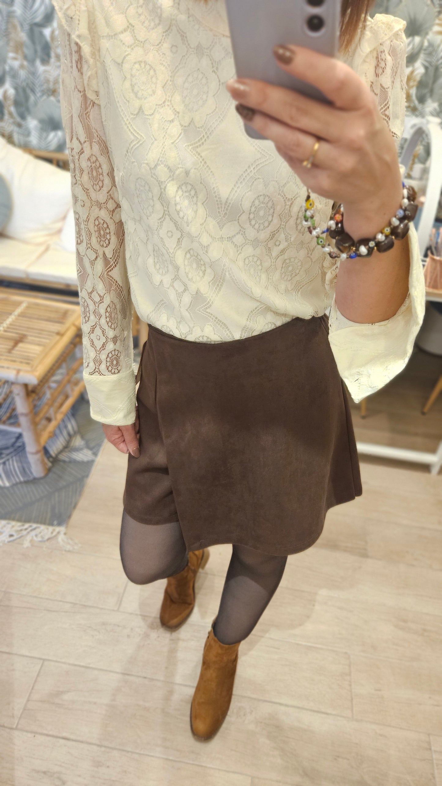 Jupe Short marron suédine