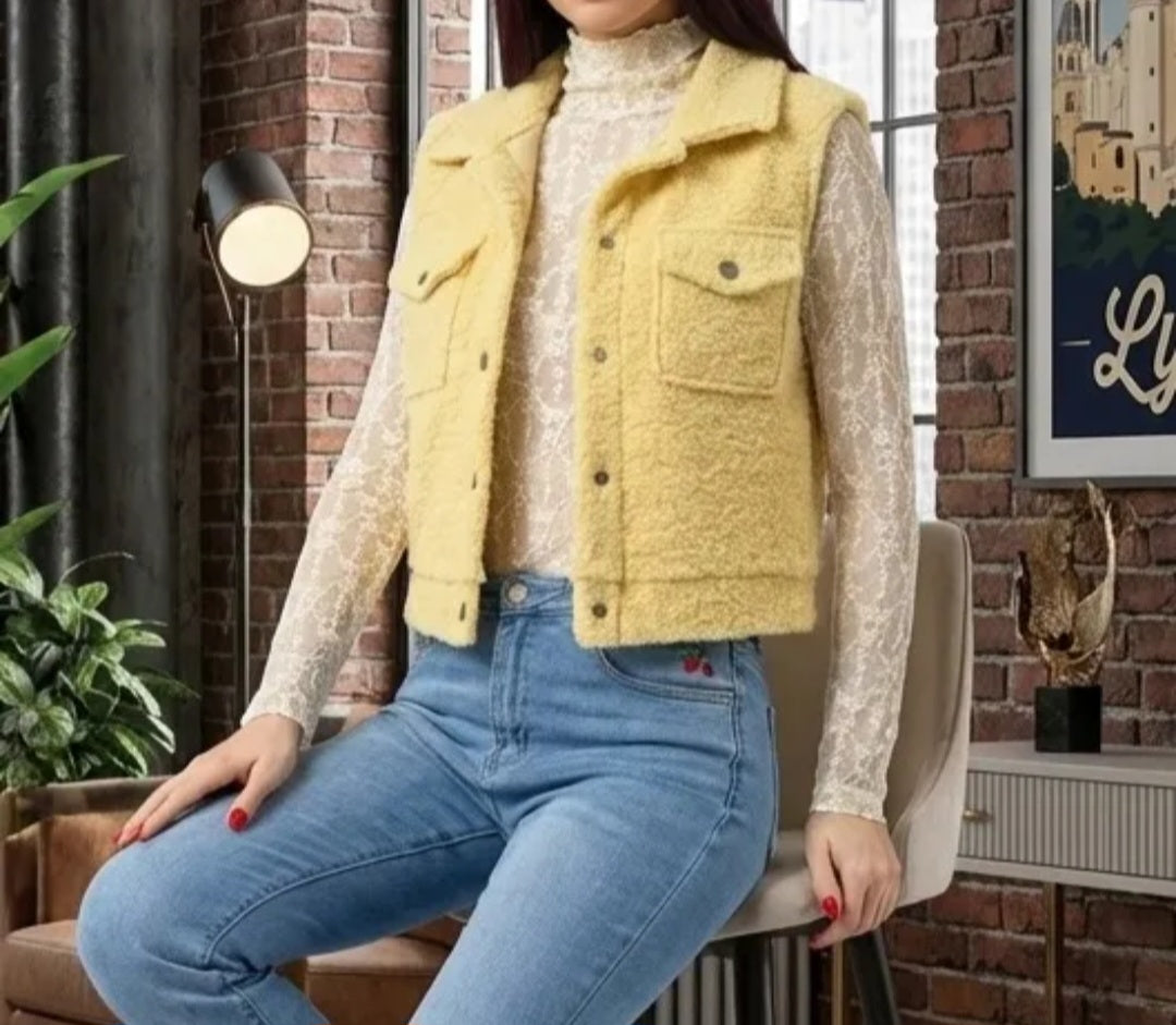 Gilet SM Col Jaune Pale