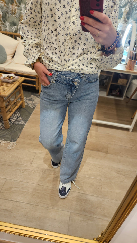 Jean Wideleg Bleu clair