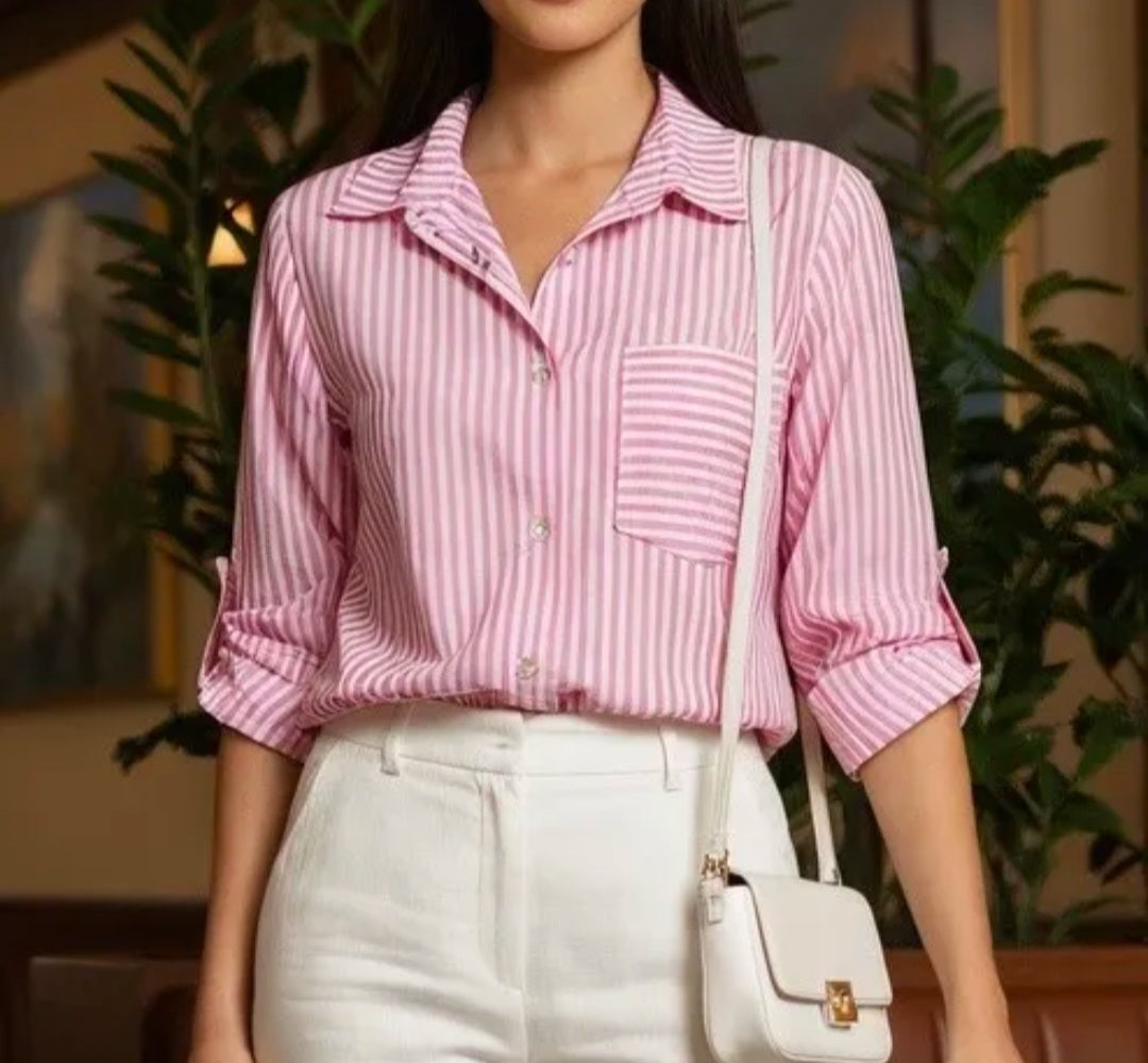 Chemise Rose rayures