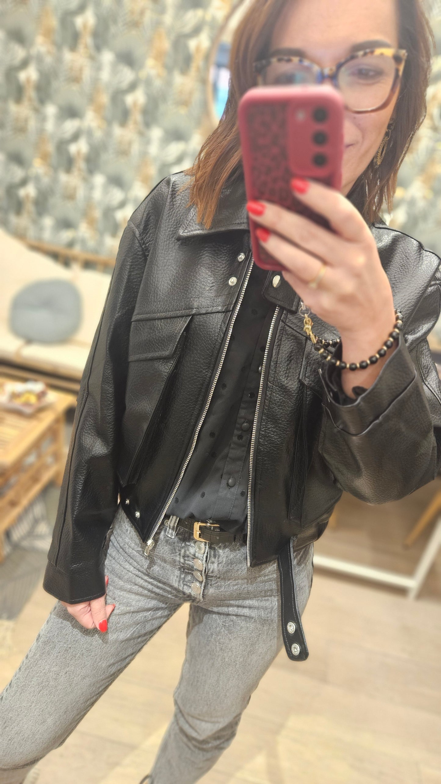 Veste Similicuir Noir